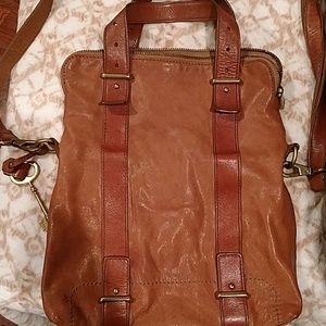 Two toned brown Fossil crossbody purse